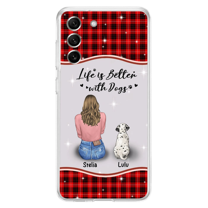 Personalized Dog Mom Phone Case - Up to 5 Dogs - Gift Idea For Dog Owners - Life Is Better With Dogs - Case For iPhone/Samsung