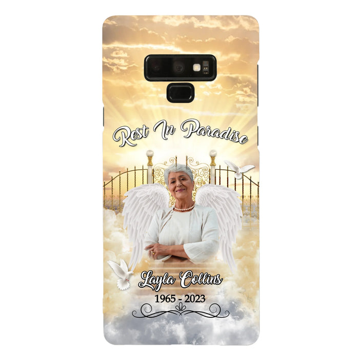 Custom Personalized Rest In Paradise Memorial Phone Case - Upload Photo - Memorial Gift Idea For Family - Case For iPhone And Samsung