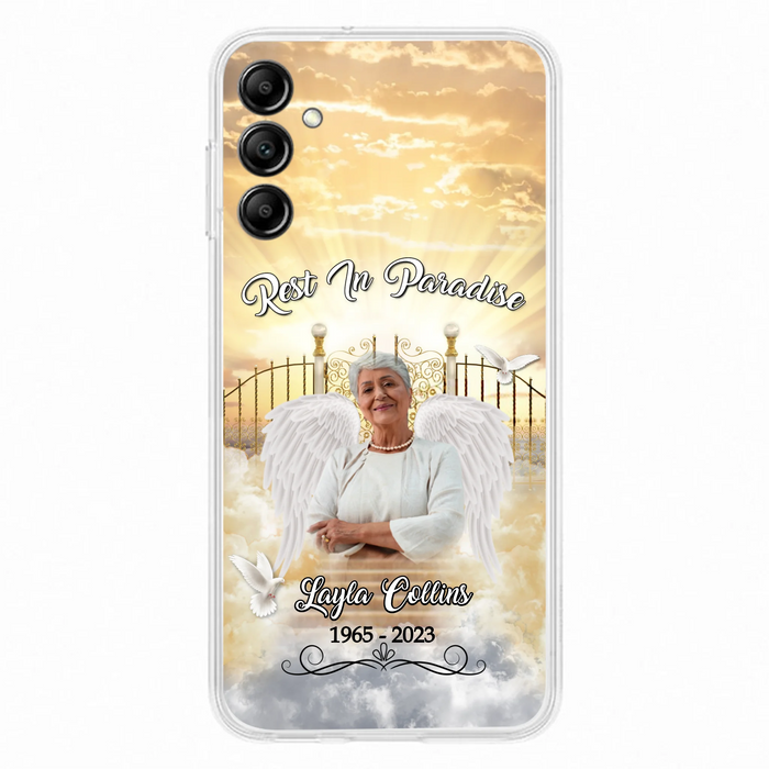 Custom Personalized Rest In Paradise Memorial Phone Case - Upload Photo - Memorial Gift Idea For Family - Case For iPhone And Samsung