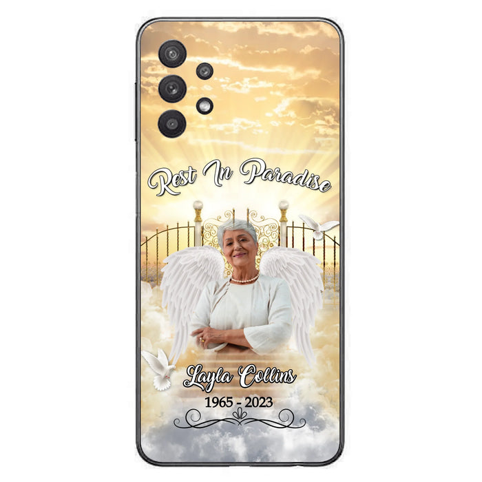 Custom Personalized Rest In Paradise Memorial Phone Case - Upload Photo - Memorial Gift Idea For Family - Case For iPhone And Samsung