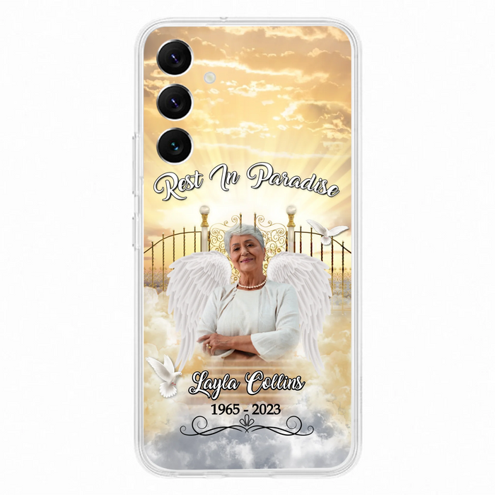 Custom Personalized Rest In Paradise Memorial Phone Case - Upload Photo - Memorial Gift Idea For Family - Case For iPhone And Samsung