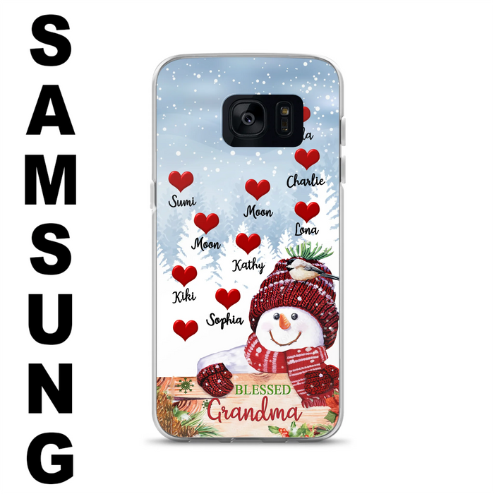 Personalized Snowman Grandma Phone Case - Christmas Gift Idea For Grandma - Up to 10 Kids - Case For iPhone/Samsung - Blessed Grandma