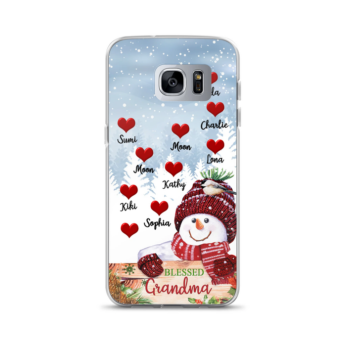 Personalized Snowman Grandma Phone Case - Christmas Gift Idea For Grandma - Up to 10 Kids - Case For iPhone/Samsung - Blessed Grandma