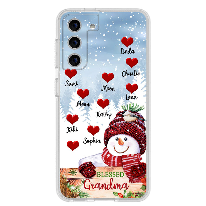 Personalized Snowman Grandma Phone Case - Christmas Gift Idea For Grandma - Up to 10 Kids - Case For iPhone/Samsung - Blessed Grandma