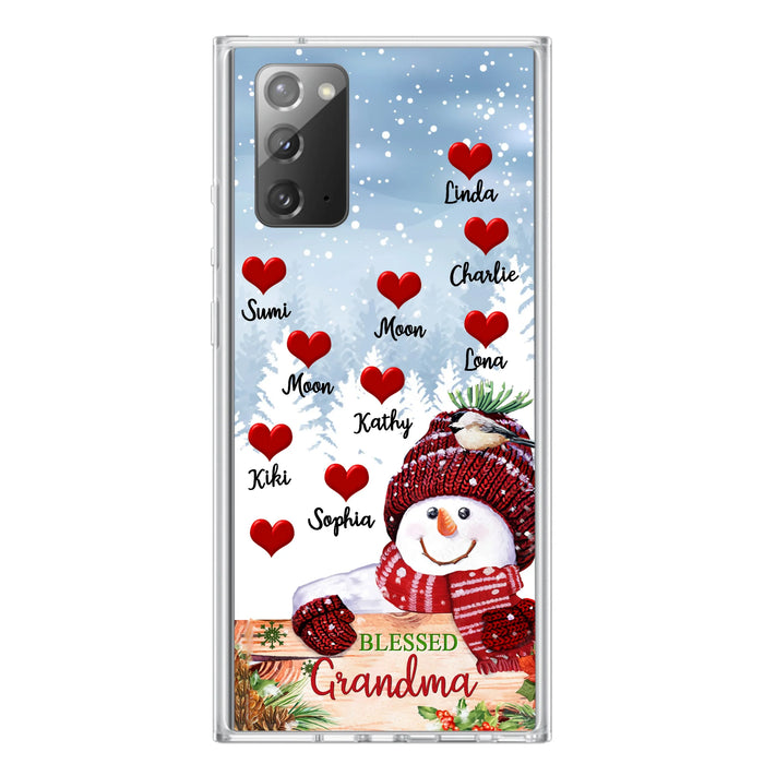 Personalized Snowman Grandma Phone Case - Christmas Gift Idea For Grandma - Up to 10 Kids - Case For iPhone/Samsung - Blessed Grandma