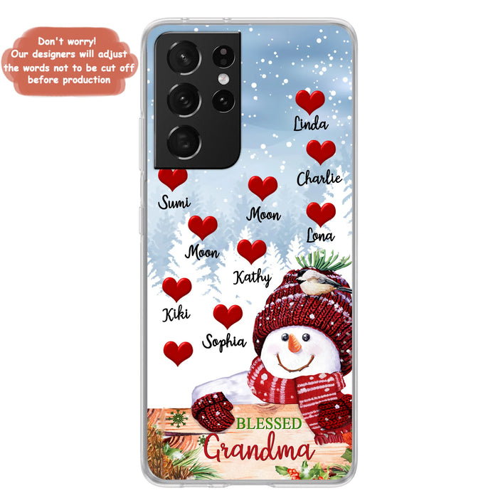 Personalized Snowman Grandma Phone Case - Christmas Gift Idea For Grandma - Up to 10 Kids - Case For iPhone/Samsung - Blessed Grandma