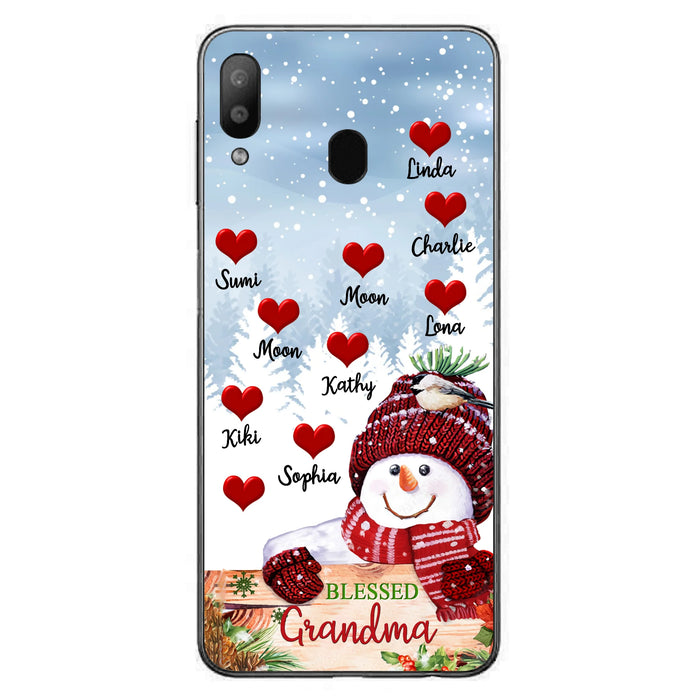 Personalized Snowman Grandma Phone Case - Christmas Gift Idea For Grandma - Up to 10 Kids - Case For iPhone/Samsung - Blessed Grandma