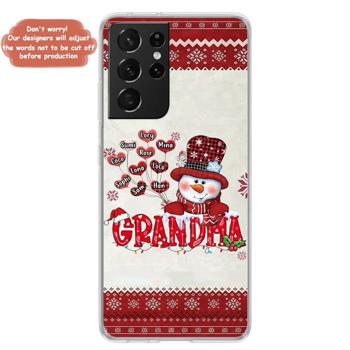 Personalized Snowman Grandma Phone Case - Christmas Gift Idea For Grandma - Up to 10 Kids - Case For iPhone/Samsung