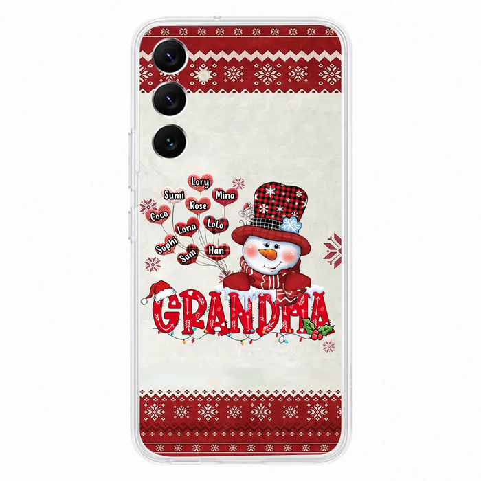 Personalized Snowman Grandma Phone Case - Christmas Gift Idea For Grandma - Up to 10 Kids - Case For iPhone/Samsung