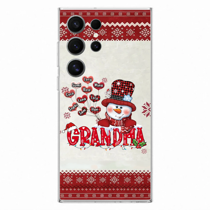 Personalized Snowman Grandma Phone Case - Christmas Gift Idea For Grandma - Up to 10 Kids - Case For iPhone/Samsung