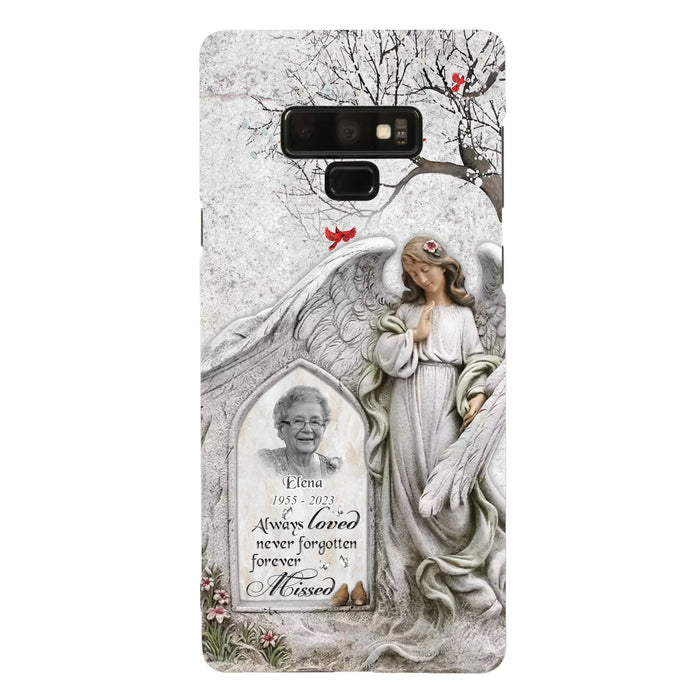 Custom Personalized Angel Memorial Phone Case - Upload Photo - Memorial Gift Idea For Family Member - Always Loved Never Forgotten Forever Missed - Case For iPhone/Samsung