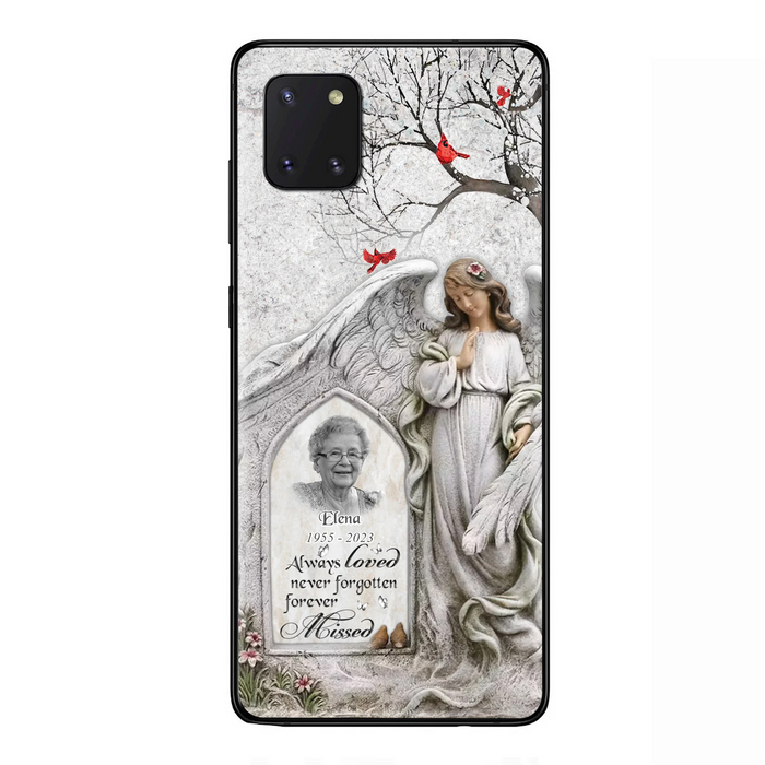 Custom Personalized Angel Memorial Phone Case - Upload Photo - Memorial Gift Idea For Family Member - Always Loved Never Forgotten Forever Missed - Case For iPhone/Samsung
