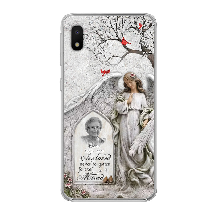Custom Personalized Angel Memorial Phone Case - Upload Photo - Memorial Gift Idea For Family Member - Always Loved Never Forgotten Forever Missed - Case For iPhone/Samsung