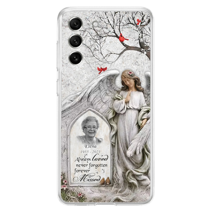 Custom Personalized Angel Memorial Phone Case - Upload Photo - Memorial Gift Idea For Family Member - Always Loved Never Forgotten Forever Missed - Case For iPhone/Samsung