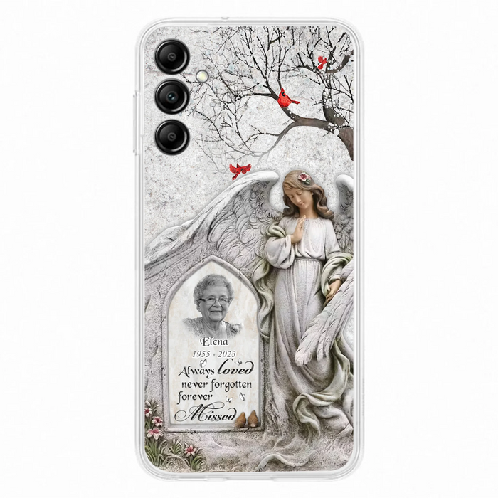 Custom Personalized Angel Memorial Phone Case - Upload Photo - Memorial Gift Idea For Family Member - Always Loved Never Forgotten Forever Missed - Case For iPhone/Samsung