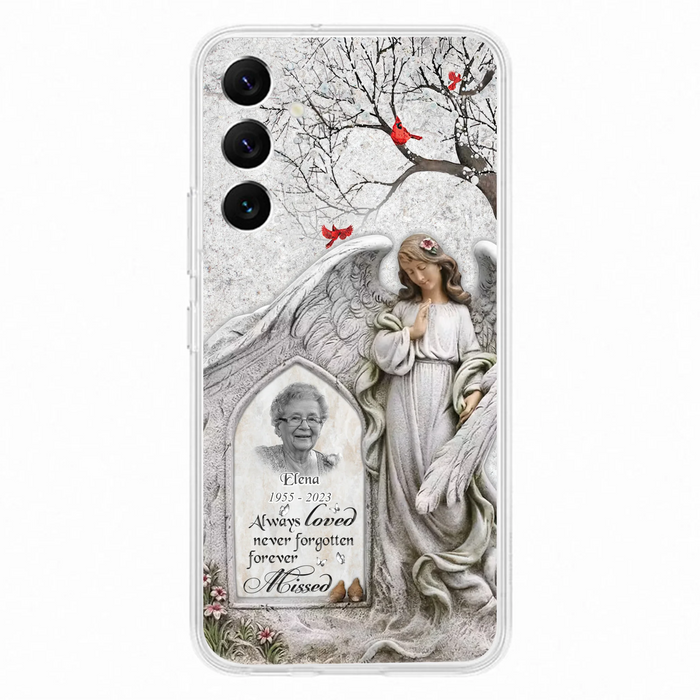 Custom Personalized Angel Memorial Phone Case - Upload Photo - Memorial Gift Idea For Family Member - Always Loved Never Forgotten Forever Missed - Case For iPhone/Samsung