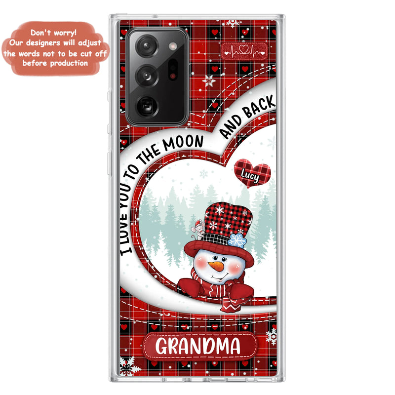 Custom Personalized Snowman Grandma Phone Case - Christmas Gift Idea For Grandma - Up to 12 Kids - Case For iPhone/Samsung - I Love You To The Moon And Back