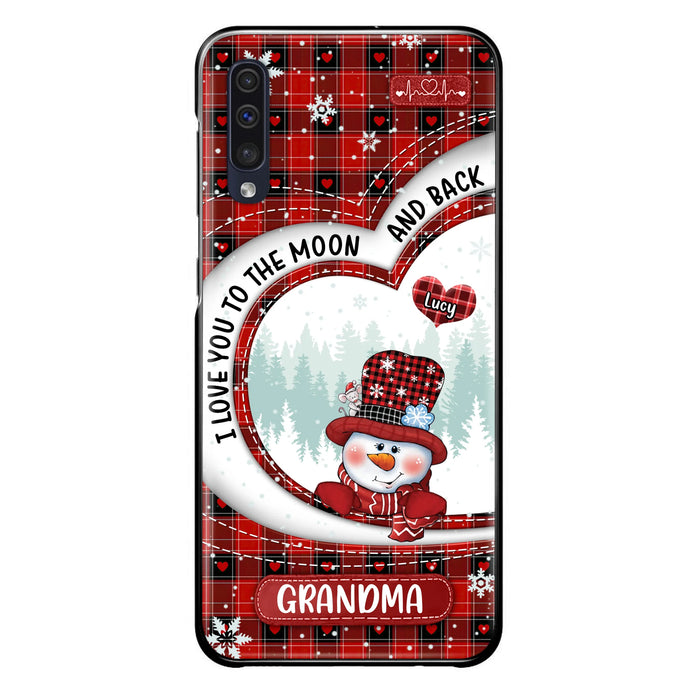 Custom Personalized Snowman Grandma Phone Case - Christmas Gift Idea For Grandma - Up to 12 Kids - Case For iPhone/Samsung - I Love You To The Moon And Back