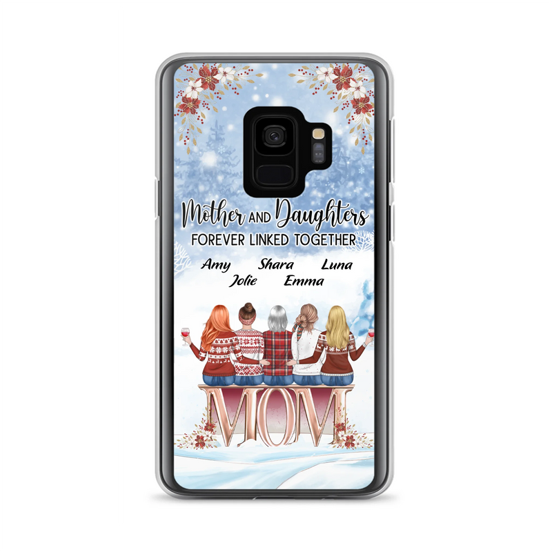 Personalized Mom Phone Case - Mother With Up to 4 Daughters - Gift Idea For Mother's Day From Daughter - Mother And Daughters Forever Linked Together - Case For iPhone/Samsung