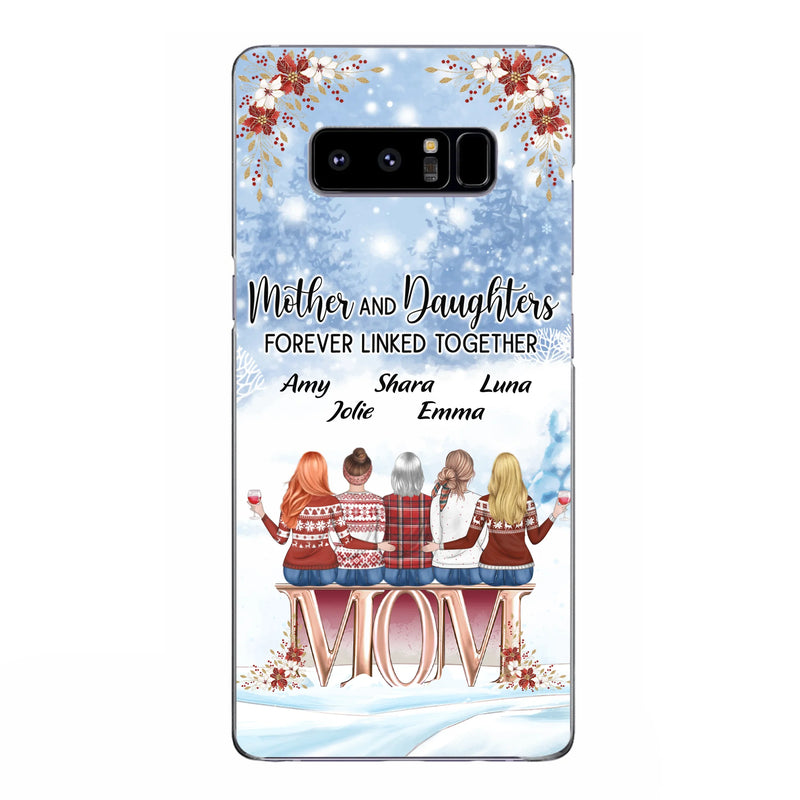 Personalized Mom Phone Case - Mother With Up to 4 Daughters - Gift Idea For Mother's Day From Daughter - Mother And Daughters Forever Linked Together - Case For iPhone/Samsung