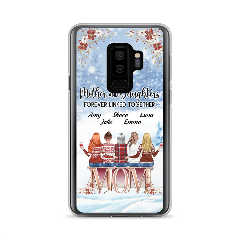 Personalized Mom Phone Case - Mother With Up to 4 Daughters - Gift Idea For Mother's Day From Daughter - Mother And Daughters Forever Linked Together - Case For iPhone/Samsung