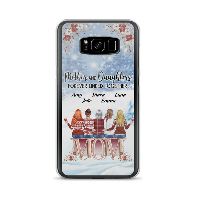 Personalized Mom Phone Case - Mother With Up to 4 Daughters - Gift Idea For Mother's Day From Daughter - Mother And Daughters Forever Linked Together - Case For iPhone/Samsung