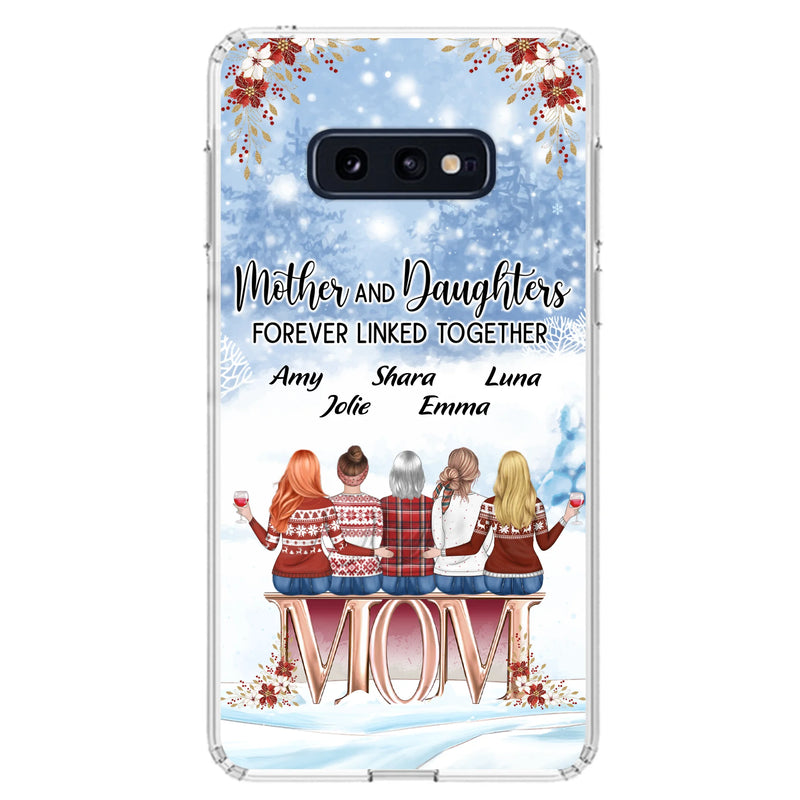Personalized Mom Phone Case - Mother With Up to 4 Daughters - Gift Idea For Mother's Day From Daughter - Mother And Daughters Forever Linked Together - Case For iPhone/Samsung