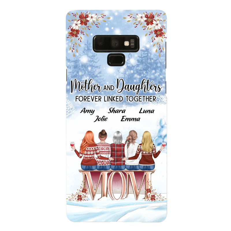 Personalized Mom Phone Case - Mother With Up to 4 Daughters - Gift Idea For Mother's Day From Daughter - Mother And Daughters Forever Linked Together - Case For iPhone/Samsung