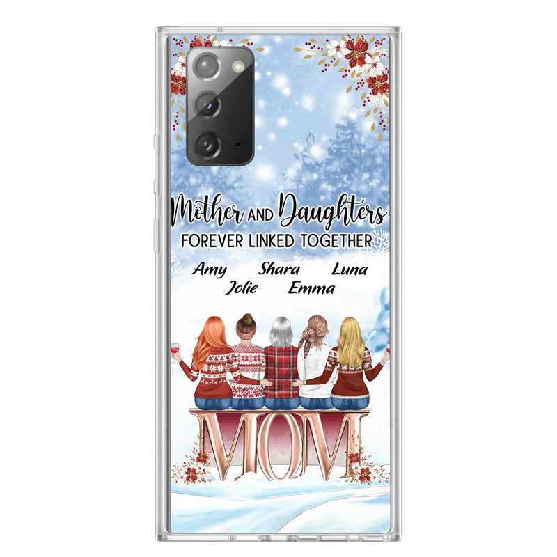 Personalized Mom Phone Case - Mother With Up to 4 Daughters - Gift Idea For Mother's Day From Daughter - Mother And Daughters Forever Linked Together - Case For iPhone/Samsung