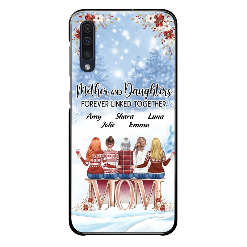 Personalized Mom Phone Case - Mother With Up to 4 Daughters - Gift Idea For Mother's Day From Daughter - Mother And Daughters Forever Linked Together - Case For iPhone/Samsung