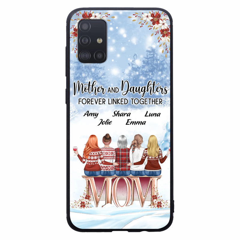 Personalized Mom Phone Case - Mother With Up to 4 Daughters - Gift Idea For Mother's Day From Daughter - Mother And Daughters Forever Linked Together - Case For iPhone/Samsung