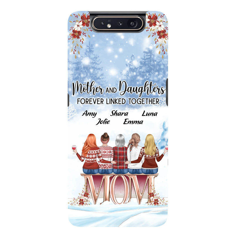 Personalized Mom Phone Case - Mother With Up to 4 Daughters - Gift Idea For Mother's Day From Daughter - Mother And Daughters Forever Linked Together - Case For iPhone/Samsung