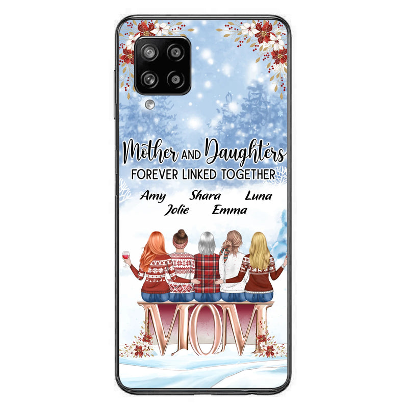 Personalized Mom Phone Case - Mother With Up to 4 Daughters - Gift Idea For Mother's Day From Daughter - Mother And Daughters Forever Linked Together - Case For iPhone/Samsung