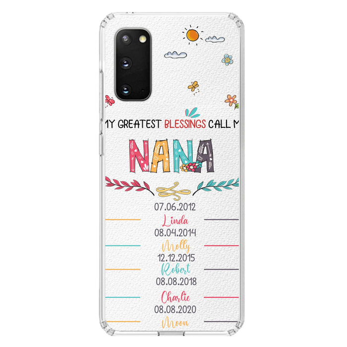 Personalized Grandma Phone Case - Gift Idea For Grandma - Up to 5 Grandkids - My Greatest Blessings Call Me Nana - Case For iPhone/Samsung