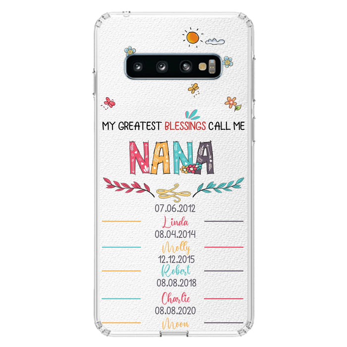 Personalized Grandma Phone Case - Gift Idea For Grandma - Up to 5 Grandkids - My Greatest Blessings Call Me Nana - Case For iPhone/Samsung