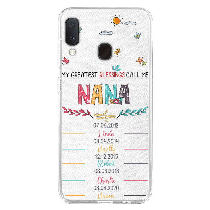 Personalized Grandma Phone Case - Gift Idea For Grandma - Up to 5 Grandkids - My Greatest Blessings Call Me Nana - Case For iPhone/Samsung