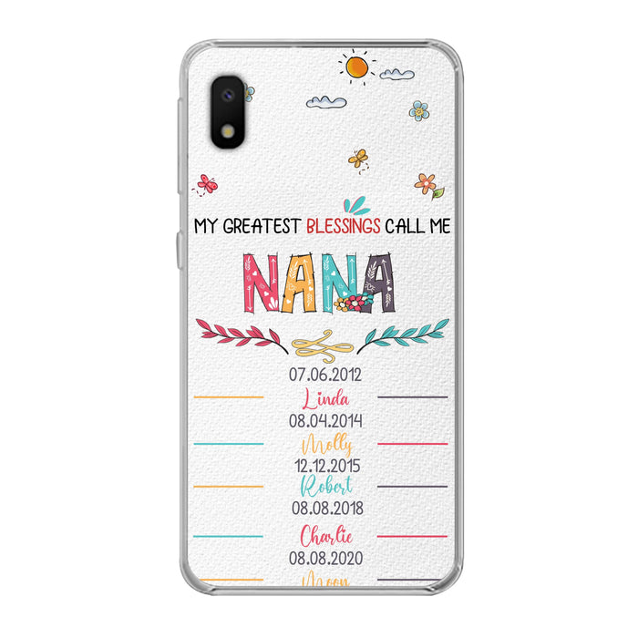 Personalized Grandma Phone Case - Gift Idea For Grandma - Up to 5 Grandkids - My Greatest Blessings Call Me Nana - Case For iPhone/Samsung