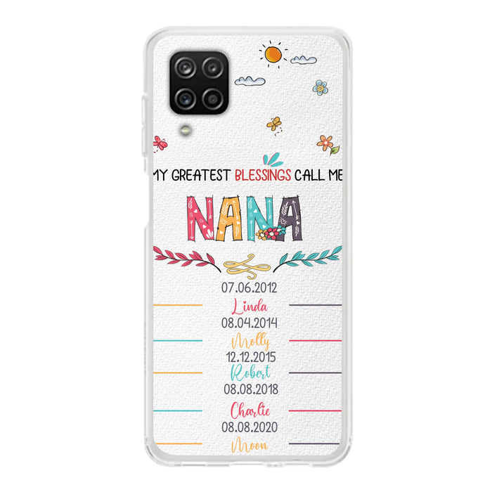 Personalized Grandma Phone Case - Gift Idea For Grandma - Up to 5 Grandkids - My Greatest Blessings Call Me Nana - Case For iPhone/Samsung
