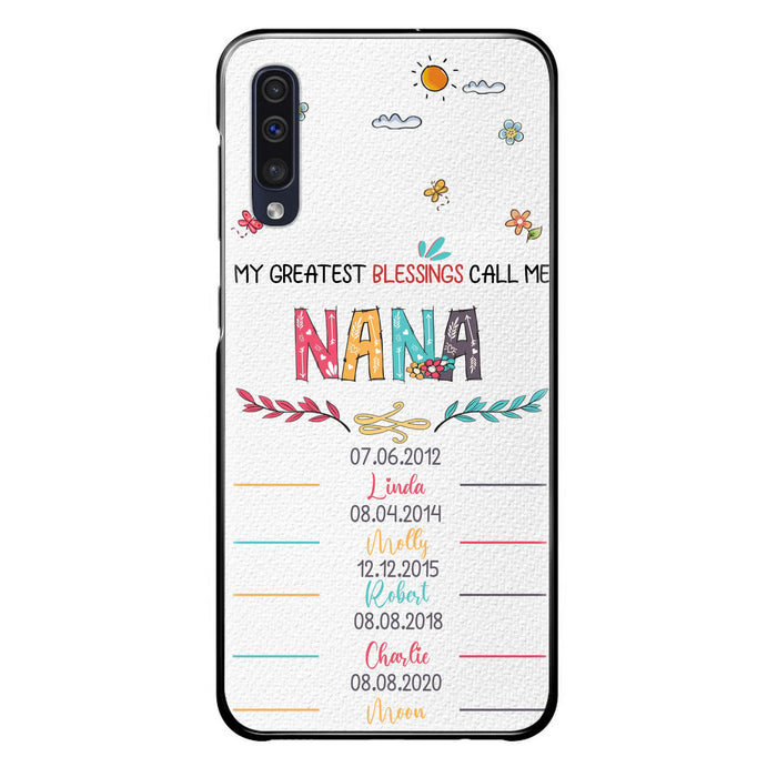Personalized Grandma Phone Case - Gift Idea For Grandma - Up to 5 Grandkids - My Greatest Blessings Call Me Nana - Case For iPhone/Samsung