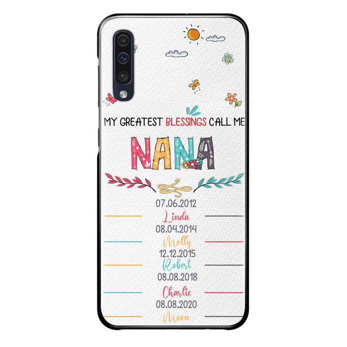 Personalized Grandma Phone Case - Gift Idea For Grandma - Up to 5 Grandkids - My Greatest Blessings Call Me Nana - Case For iPhone/Samsung
