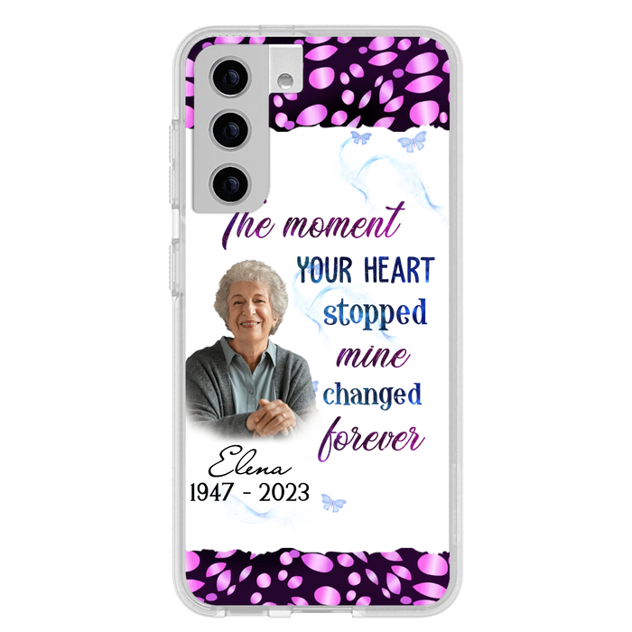 Custom Personalized Memorial Photo Phone Case - Memorial Gift For Family Member - Upload Photo - Case For iPhone/Samsung - The Moment Your Heart Stopped Mine Changed Forever