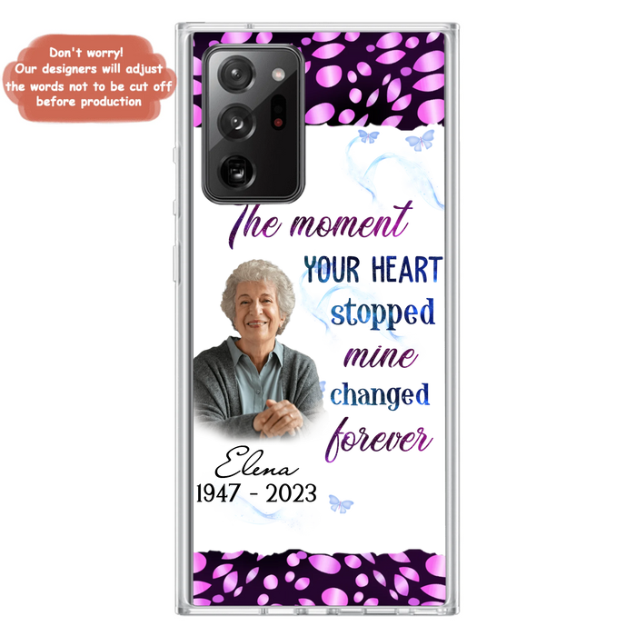 Custom Personalized Memorial Photo Phone Case - Memorial Gift For Family Member - Upload Photo - Case For iPhone/Samsung - The Moment Your Heart Stopped Mine Changed Forever