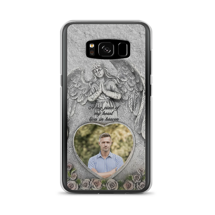 Custom Personalized Memorial Photo Phone Case - Memorial Gift Idea For Family Member - A Big Piece Of My Heart Lives In Heaven - Case For iPhone/Samsung