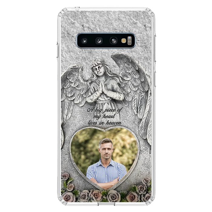 Custom Personalized Memorial Photo Phone Case - Memorial Gift Idea For Family Member - A Big Piece Of My Heart Lives In Heaven - Case For iPhone/Samsung