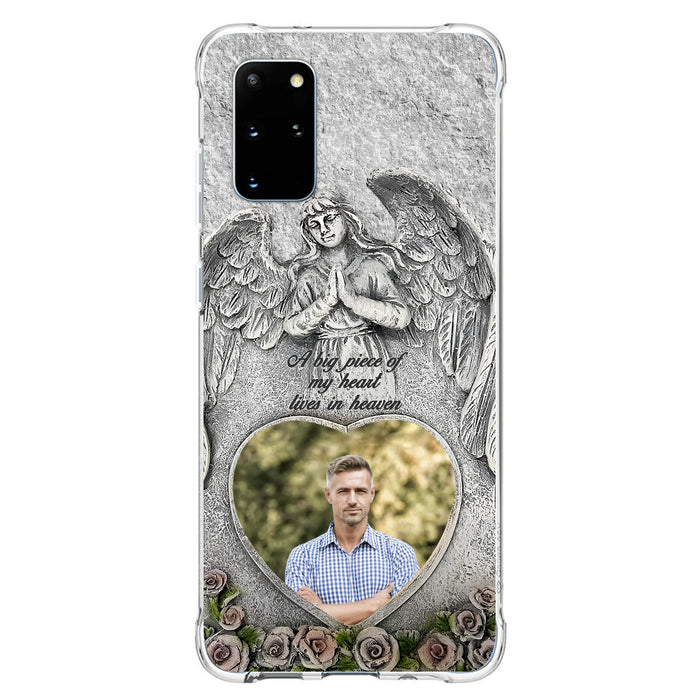 Custom Personalized Memorial Photo Phone Case - Memorial Gift Idea For Family Member - A Big Piece Of My Heart Lives In Heaven - Case For iPhone/Samsung
