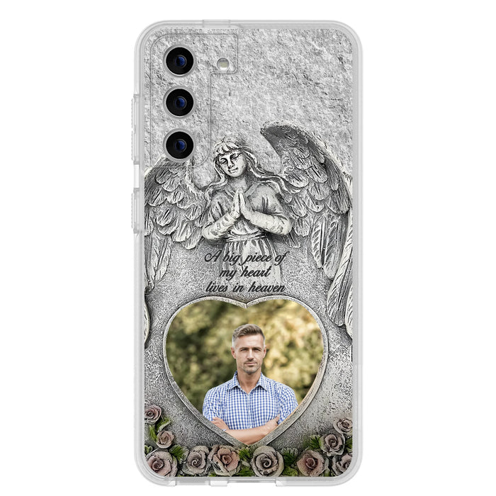 Custom Personalized Memorial Photo Phone Case - Memorial Gift Idea For Family Member - A Big Piece Of My Heart Lives In Heaven - Case For iPhone/Samsung