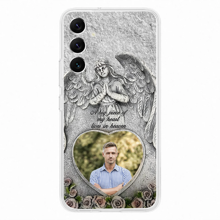 Custom Personalized Memorial Photo Phone Case - Memorial Gift Idea For Family Member - A Big Piece Of My Heart Lives In Heaven - Case For iPhone/Samsung
