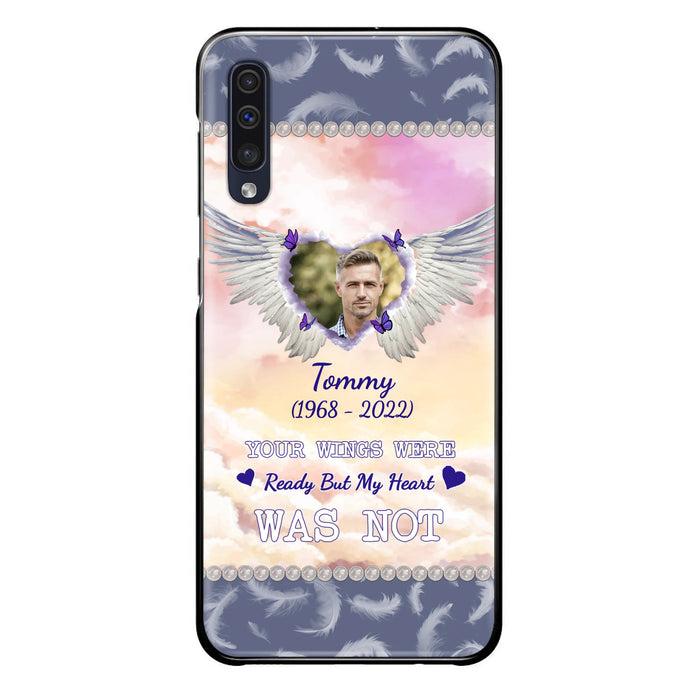 Custom Personalized Memorial Photo Phone Case - Memorial Gift Idea for Family - Your Wings Were Ready But My Heart Was Not - Case For iPhone/Samsung