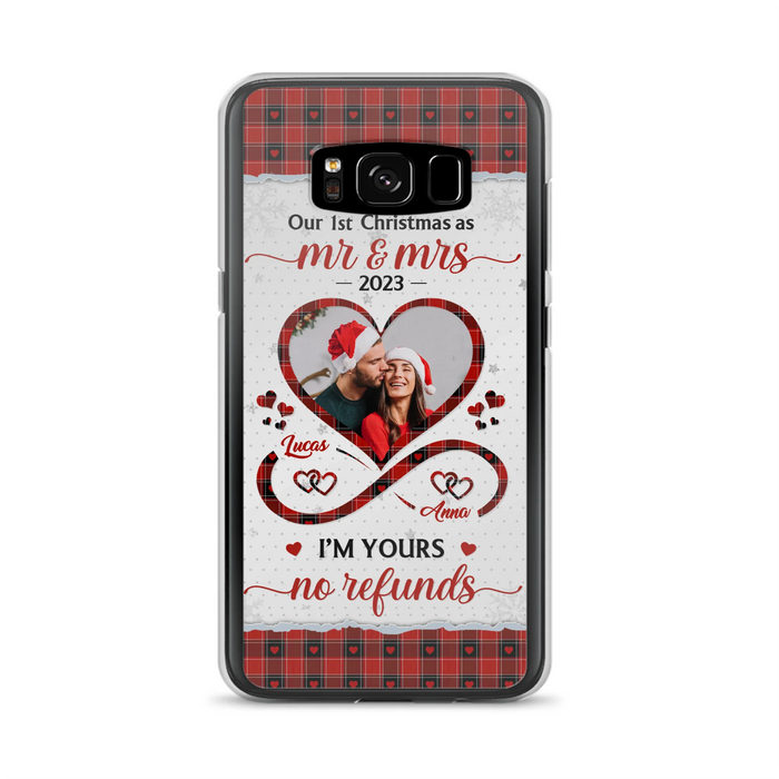 Custom Personalized Couple Photo Phone Case - Christmas Gift Idea For Couple/ Him/ Her - Our 1st Christmas As Mr & Mrs - Case For iPhone/Samsung