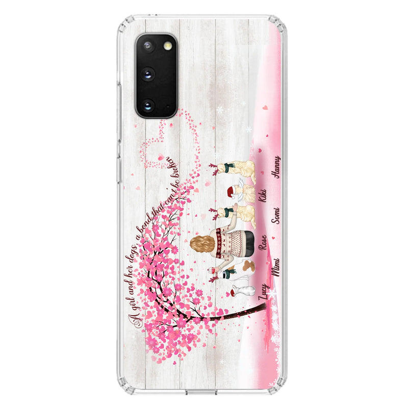Personalized Dog Mom/Dad Phone Case - Mom/Dad With Up To 5 Dogs - Gift Idea For Dog Lovers - A Girl And Her Dogs, A Bond That Can't Be Broken - Case For iPhone/Samsung